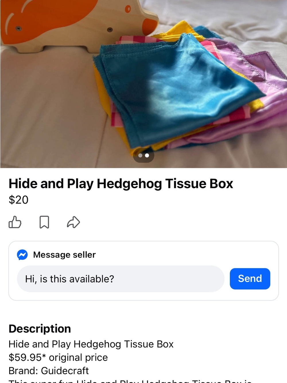 HIDE AND PLAY HEDGEHOG TISSUE BOX - Picture 4 of 4